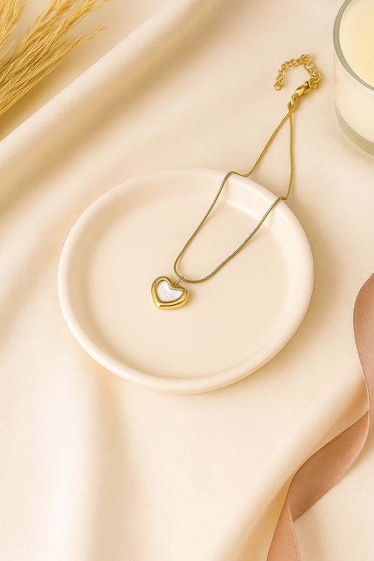 Gold Heart Mother of Pearl Set